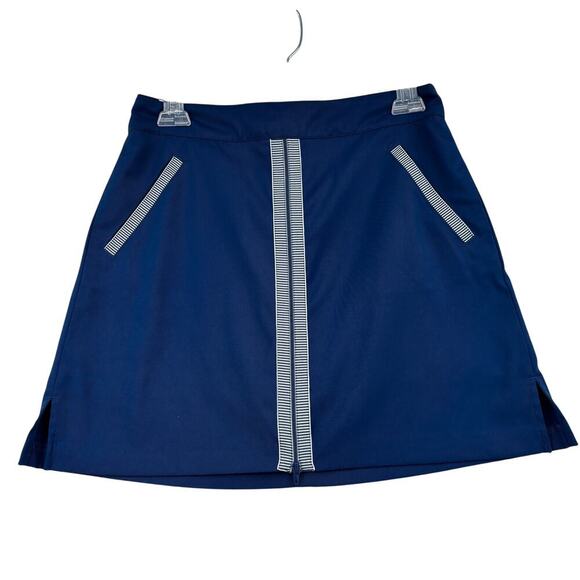 Lady Hagen Golf Skort Size 2 Blue White Stripe Trim Built in Shorts Back Zip - Picture 1 of 13